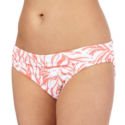 Coral palm print bikini bottoms